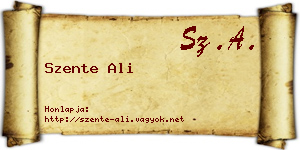 Szente Ali névjegykártya
